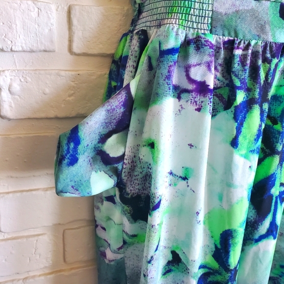 Charlie Jade Jumpsuit Jumper  Floral Tropical Racerback Green Blue Purple Small - Picture 5 of 12